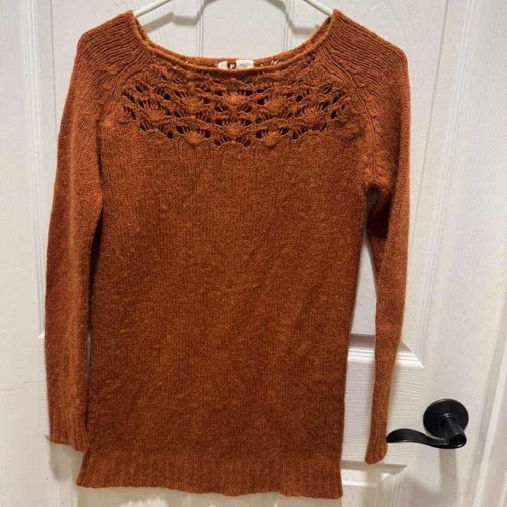Moth Rust Sweater with Crochet Detail